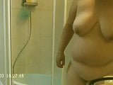 Nude BBW wife preparing for shower