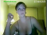 18yo stickam girl sillybeckylovesyou sucks a lollypop, flashes her tits and plays with them.
