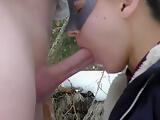 cum in mouth in the forest. street blowjob baby snow winter oral