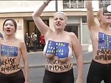 Topless FEMEN protesters in Paris