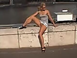 Upskirt Movie Cutie With No Pants Flashes Snatch In Public