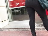 Turkish woman ass in black jean on ATM