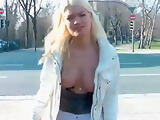 German blonde Teenslut naked in Public