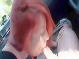 Great red haired hot teen fucking in car