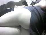 Hacked laptop camera. Girl shows the ass
