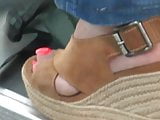 Candid MILF with sexy toenails in wedges heels (pt2)