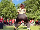 girl see thru leggings in the park